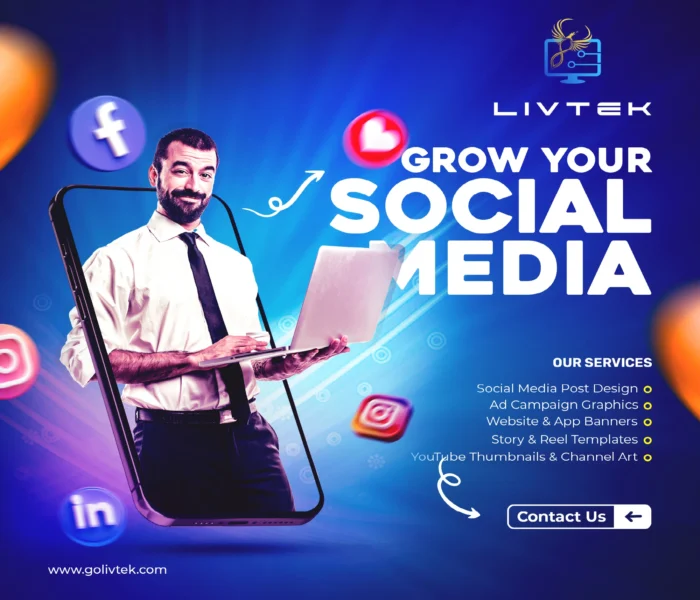 "Digital and social media graphics by Livtek LLC – engaging visuals for online marketing and branding"